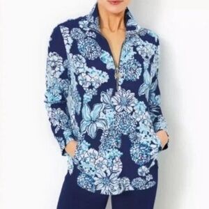 Lilly Pulitzer Skipper Popover UPF 50+ Low Tide Navy Bouquet All Day NWT